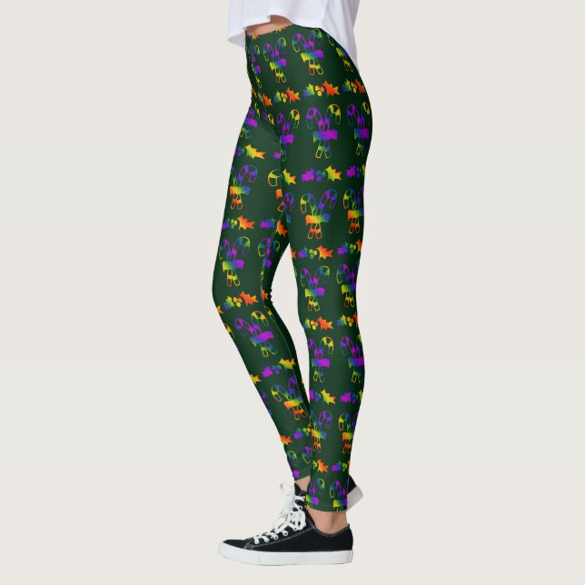 Trippy Holly Canes Leggings (Left)