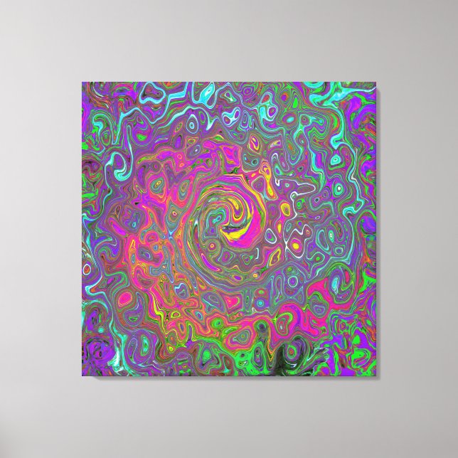 Trippy Hot Pink Abstract Retro Liquid Swirl Canvas Print (Front)