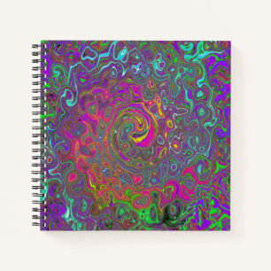 Trippy Hot Pink Abstract Retro Liquid Swirl Notebook