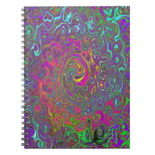 Trippy Hot Pink Abstract Retro Liquid Swirl Notebook