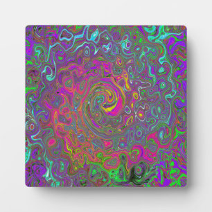 Trippy Hot Pink Abstract Retro Liquid Swirl Plaque