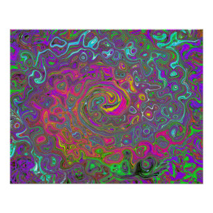 Trippy Hot Pink Abstract Retro Liquid Swirl Poster