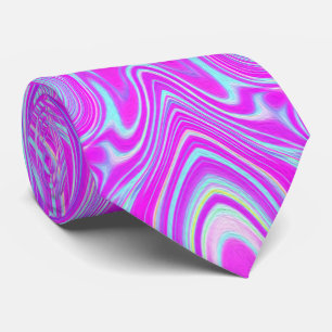 Trippy Hot Pink and Aqua Blue Abstract Pattern Tie