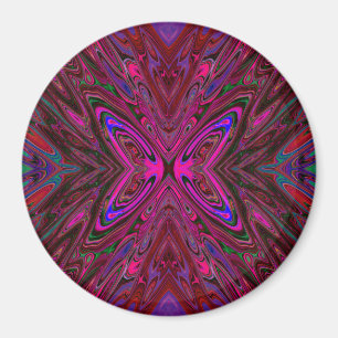 Trippy Hot Pink, Red and Blue Abstract Butterfly Magnet