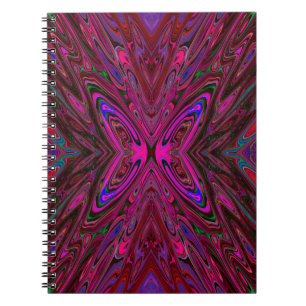 Trippy Hot Pink, Red and Blue Abstract Butterfly Notebook