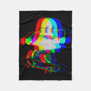 Trippy House Music Ghost Halloween Techno Rave Ska Fleece Blanket