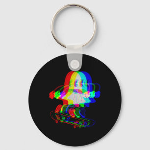 Trippy House Music Ghost Halloween Techno Rave Ska Keychain