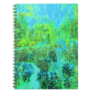 Trippy Lime Green and Blue Garden Landscape Notebook