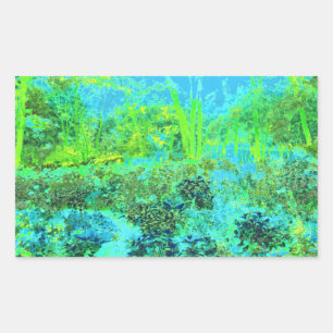 Trippy Lime Green and Blue Garden Landscape Sticker