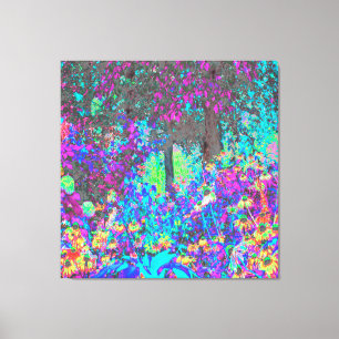 Trippy Lime Green and Purple Garden Sunrise Canvas Print