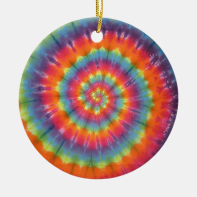 Trippy Little Swirl Tie Dye PhatDyes Ceramic Ornament (Front)