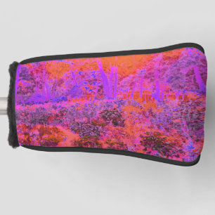Trippy Magenta and Orange Impressionistic Garden Golf Head Cover