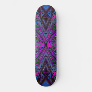 Trippy Magenta, Blue and Green Abstract Butterfly Skateboard
