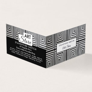 Trippy Maze Squares, Art Supplies Store, Detailed Business Card