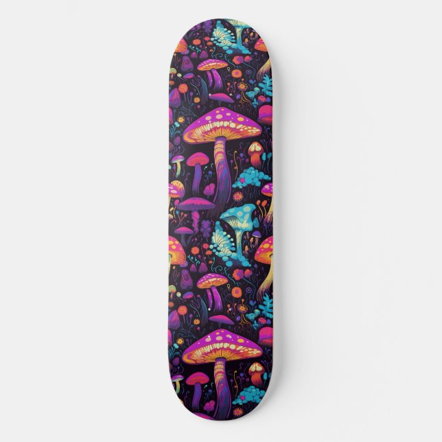 Trippy Mushroom Art Painting Skateboard (Front)