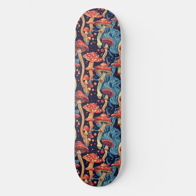 Trippy Mushroom Art Peinture Skateboard (Recto)