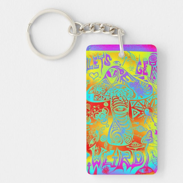 trippy mushroom keychain (Front)