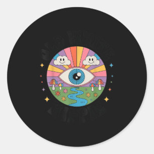 Trippy Old White Hipe Retro Psychedelic Art  Classic Round Sticker