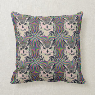 Trippy Owl Throw Pillow