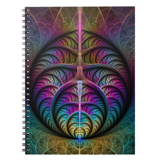 Trippy Patterned Colorful Abstract Fractal Art Notebook (Front)