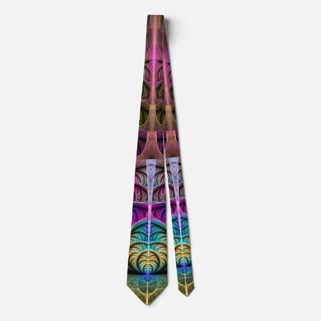 Trippy Patterned Colorful Abstract Fractal Art Tie (Front)