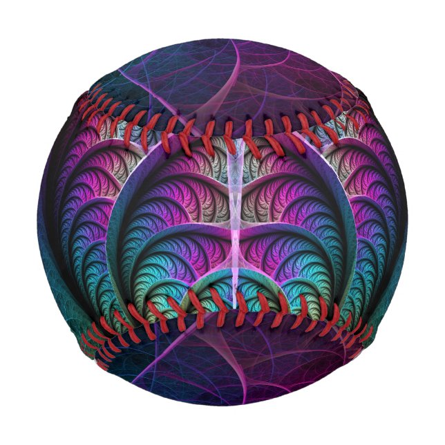 Trippy Patterned Colourful Abstract Fractal Art Baseball (Front)