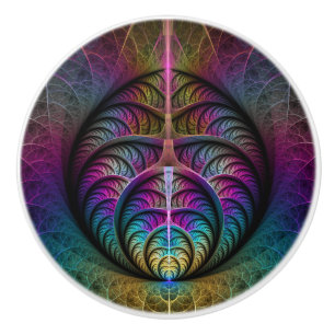 Trippy Patterned Colourful Abstract Fractal Art Ceramic Knob