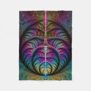 Trippy Patterned Colourful Abstract Fractal Art Fleece Blanket
