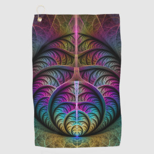 Trippy Patterned Colourful Abstract Fractal Art Golf Towel