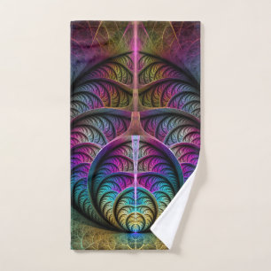Trippy Patterned Colourful Abstract Fractal Art Hand Towel