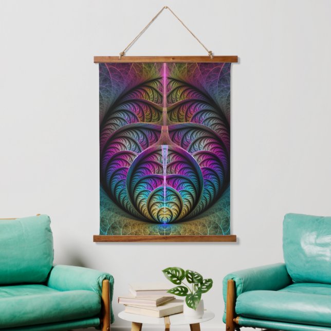 Trippy Patterned Colourful Abstract Fractal Art Hanging Tapestry (Living Room)