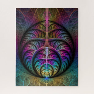 Trippy Patterned Colourful Abstract Fractal Art Jigsaw Puzzle