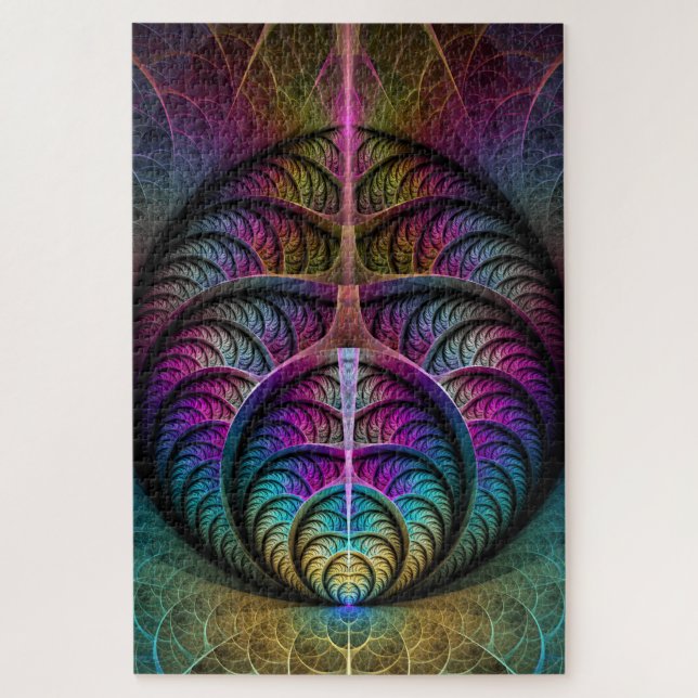Trippy Patterned Colourful Abstract Fractal Art Jigsaw Puzzle (Vertical)