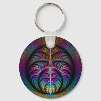 Trippy Patterned Colourful Abstract Fractal Art Keychain
