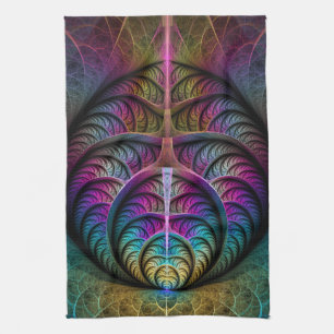 Trippy Patterned Colourful Abstract Fractal Art Kitchen Towel