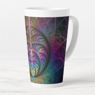 Trippy Patterned Colourful Abstract Fractal Art Latte Mug