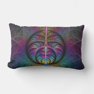 Trippy Patterned Colourful Abstract Fractal Art Lumbar Pillow