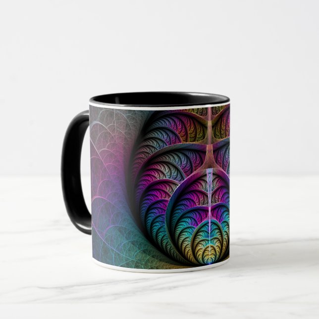 Trippy Patterned Colourful Abstract Fractal Art Mug (Front Left)