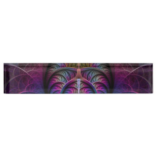 Trippy Patterned Colourful Abstract Fractal Art Nameplate