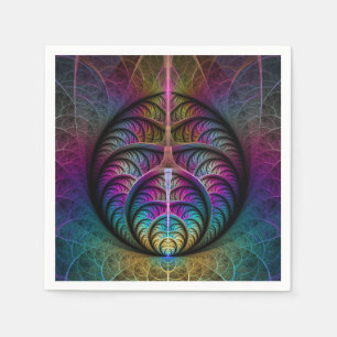 Trippy Patterned Colourful Abstract Fractal Art Napkin
