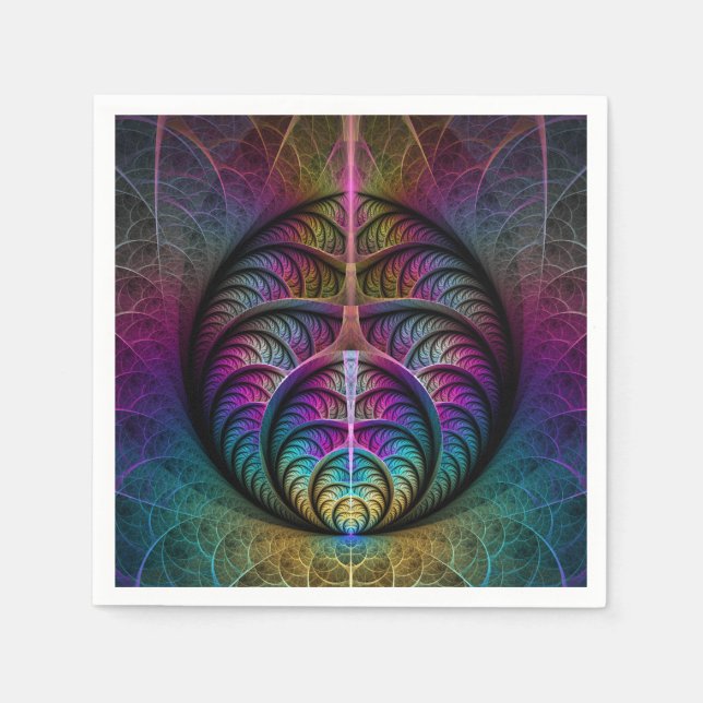 Trippy Patterned Colourful Abstract Fractal Art Napkin (Front)
