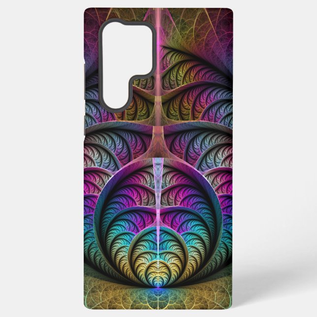 Trippy Patterned Colourful Abstract Fractal Art Samsung Galaxy S22 Ultra Case (Back)