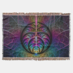 Trippy Patterned Colourful Abstract Fractal Art Throw Blanket