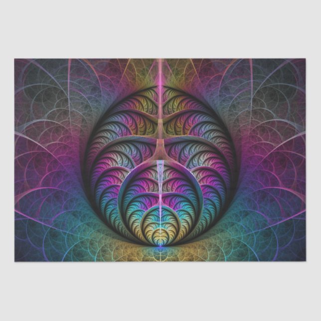 Trippy Patterned Colourful Abstract Fractal Art Tissue Paper (Front)