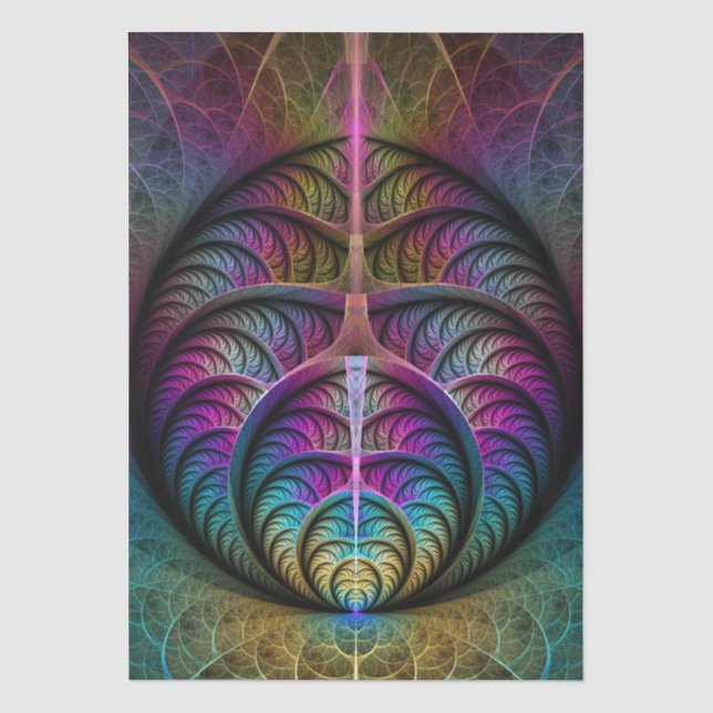 Trippy Patterned Colourful Abstract Fractal Art Tissue Paper (Front)