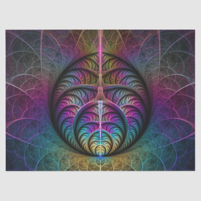 Trippy Patterned Colourful Abstract Fractal Art Tissue Paper (Front)