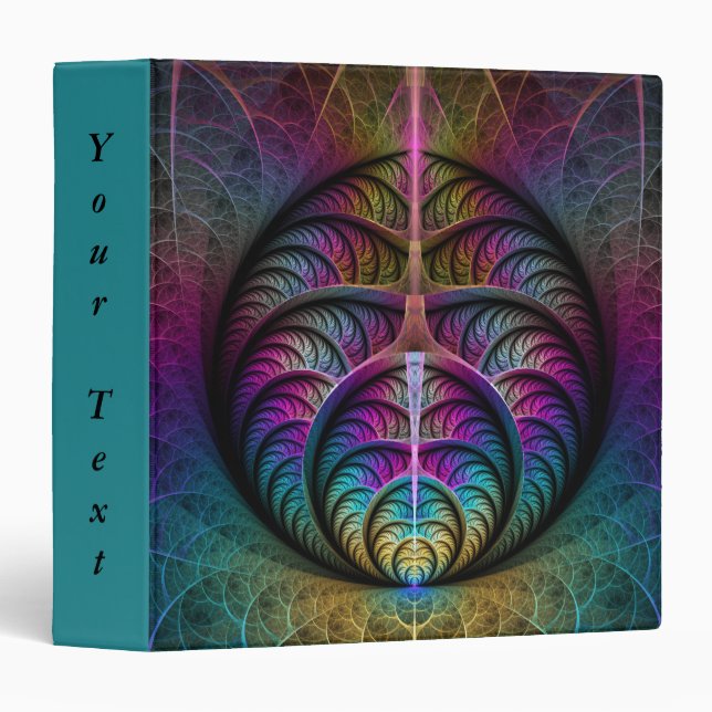 Trippy Patterned Colourful Abstract Fractal Text Binder (Front/Spine)