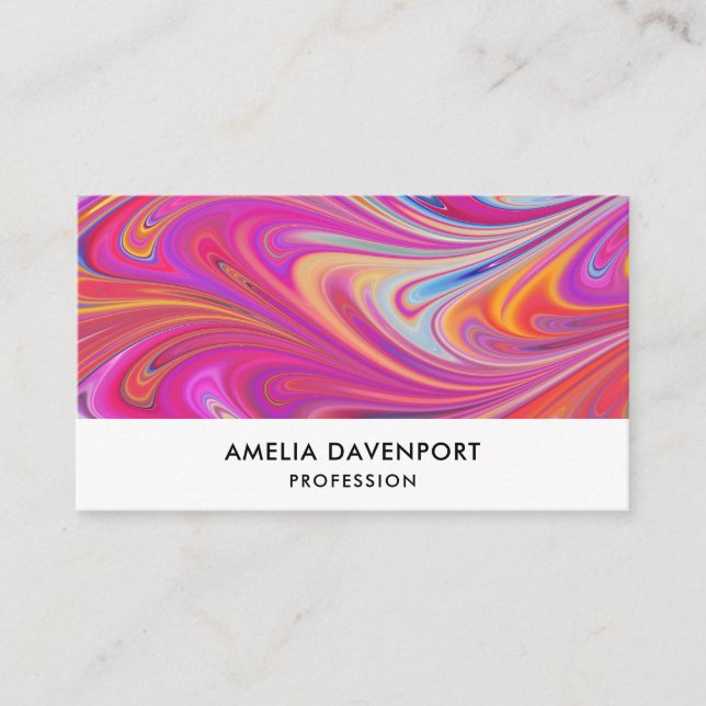 Trippy Pink and Orange Swirly Design Business Card (Front)