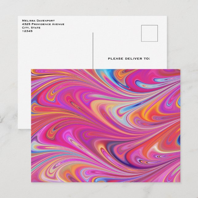 Trippy Pink and Orange Swirly Design Postcard (Front/Back)