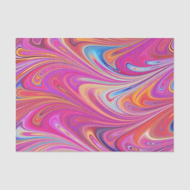 Trippy Pink and Orange Swirly Design Tissue Paper (Front)